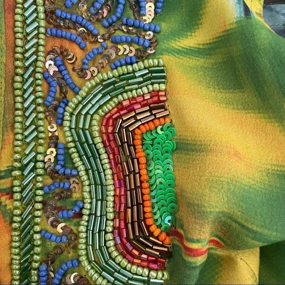 𝅺SHAHIDA Parides V-Neck Long Maxi in Green With Pockets Size M/L - Picture 7 of 16